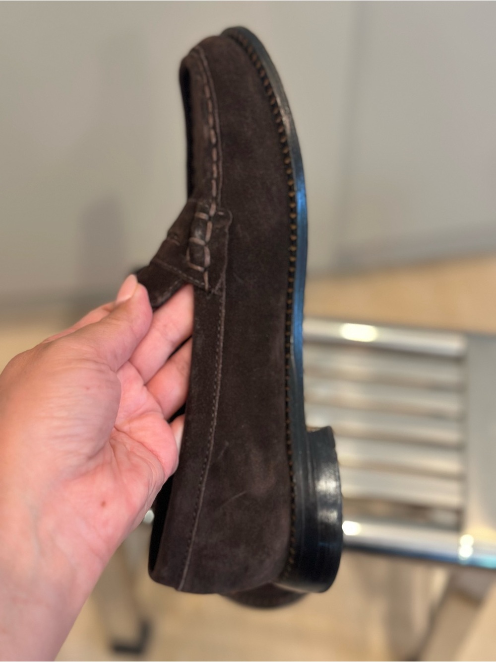 Freda Salvador Elba Espresso Suede Penny Loafers - Picture 7 of 13
